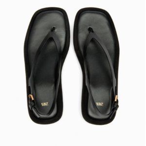 ZARA flatform leather sandals - black - size 8